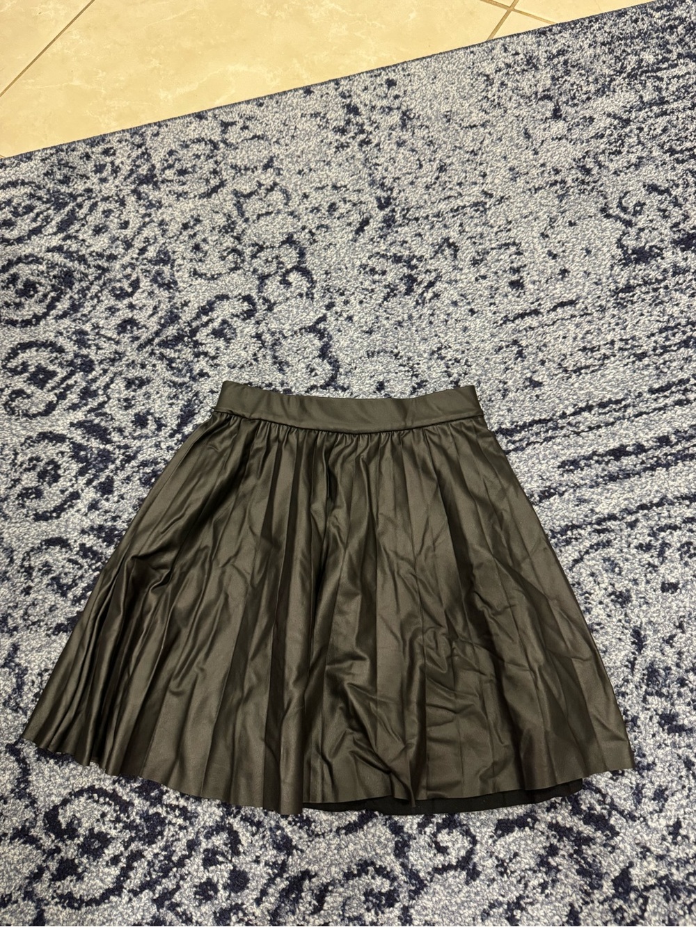 Zara Black Pleated Faux Leather Skirt